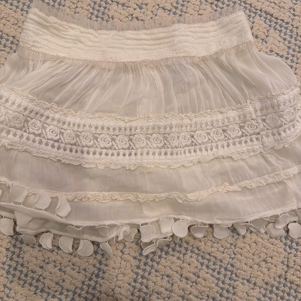 Sunday White Layered Skirt with Lace Details